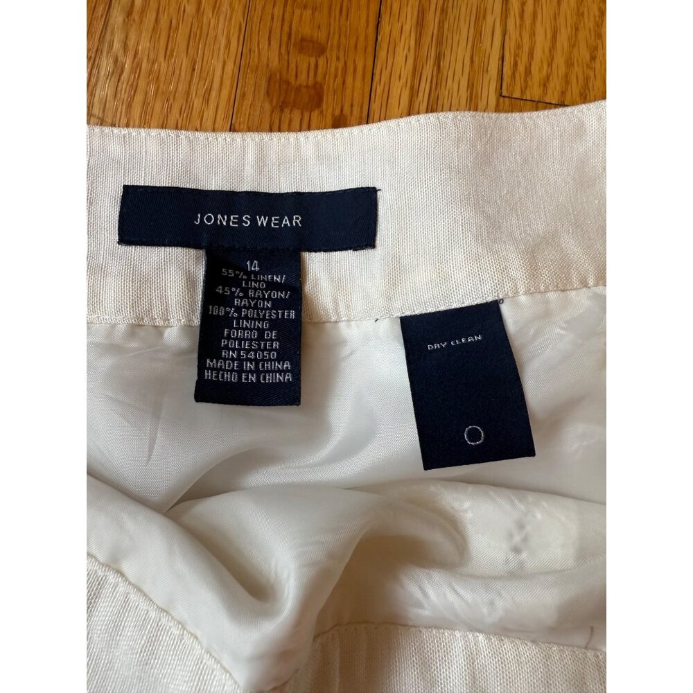 Jones Wear White A-Line Skirt Linen Blend Classic Preppy Elegant Vacation 14 - Picture 2 of 12